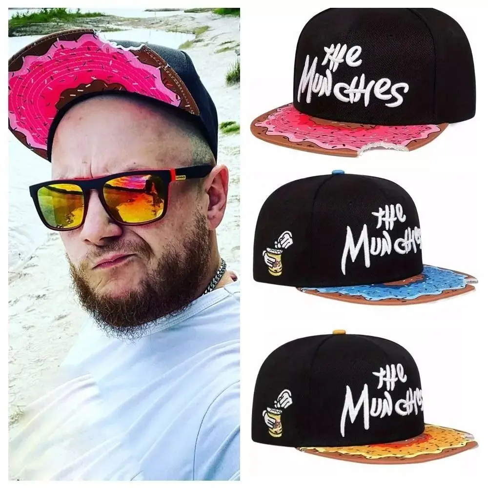 Czapka z daszkiem THE MUNCHIES Haftowane Donuty z Wycięciem Czapka Bejsbolówka Hip Hop Casual Kapelusz Przeciwsłoneczny na Zewnątrz