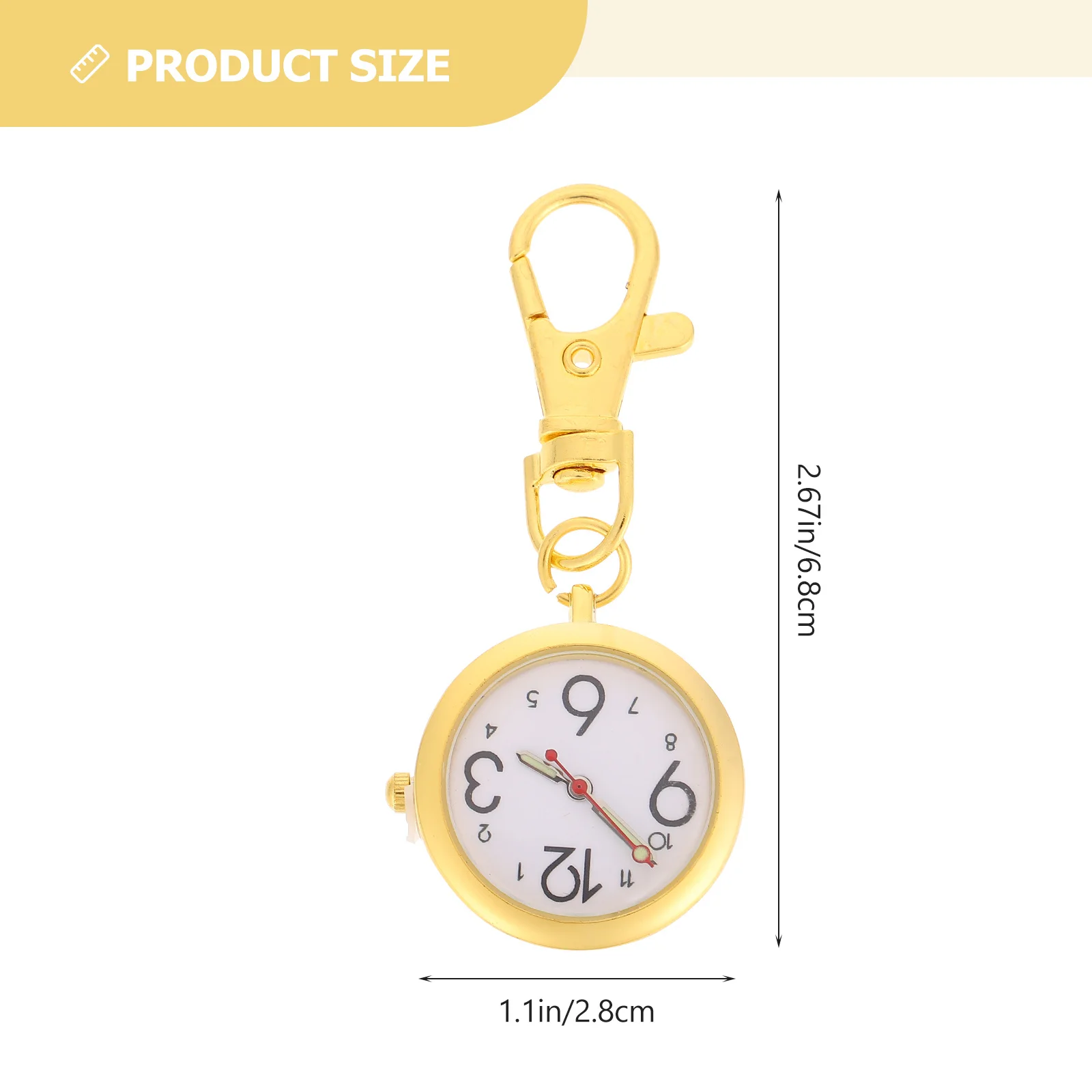 ساعة ممرضة معلقة من خليط معدني مع مشبك سلسلة مفاتيح على تصميم فكرة هدية للمحترفين الطبيين والممرضات