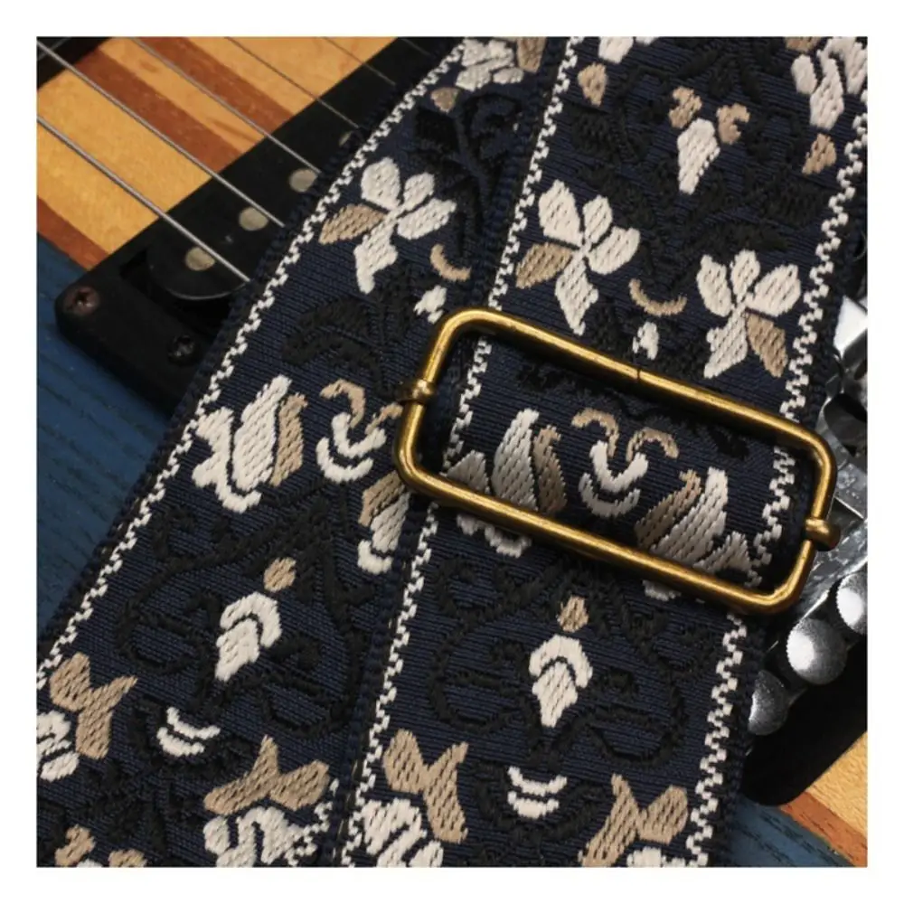 Embroidered Guitar Strap Jacquard Adjustable Electric Guitar Shoulder Belt Instrument Accessories Nylon Bass Shoulder Band