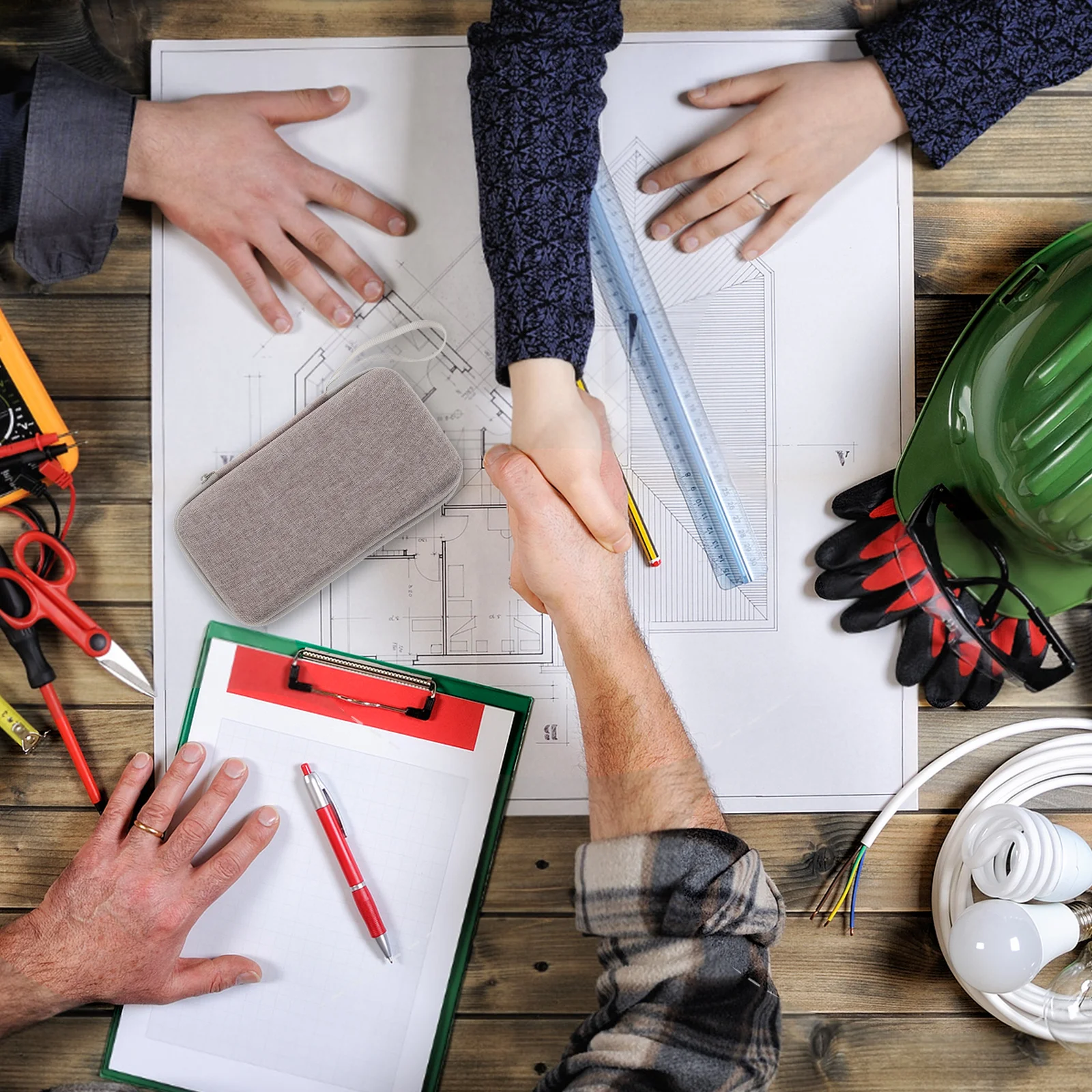 

Portable Hard Shell Waterproof Electrician Tool Bag Heavy Duty Large Capacity Storage Organizer Zipper Pouch for Hand Tools