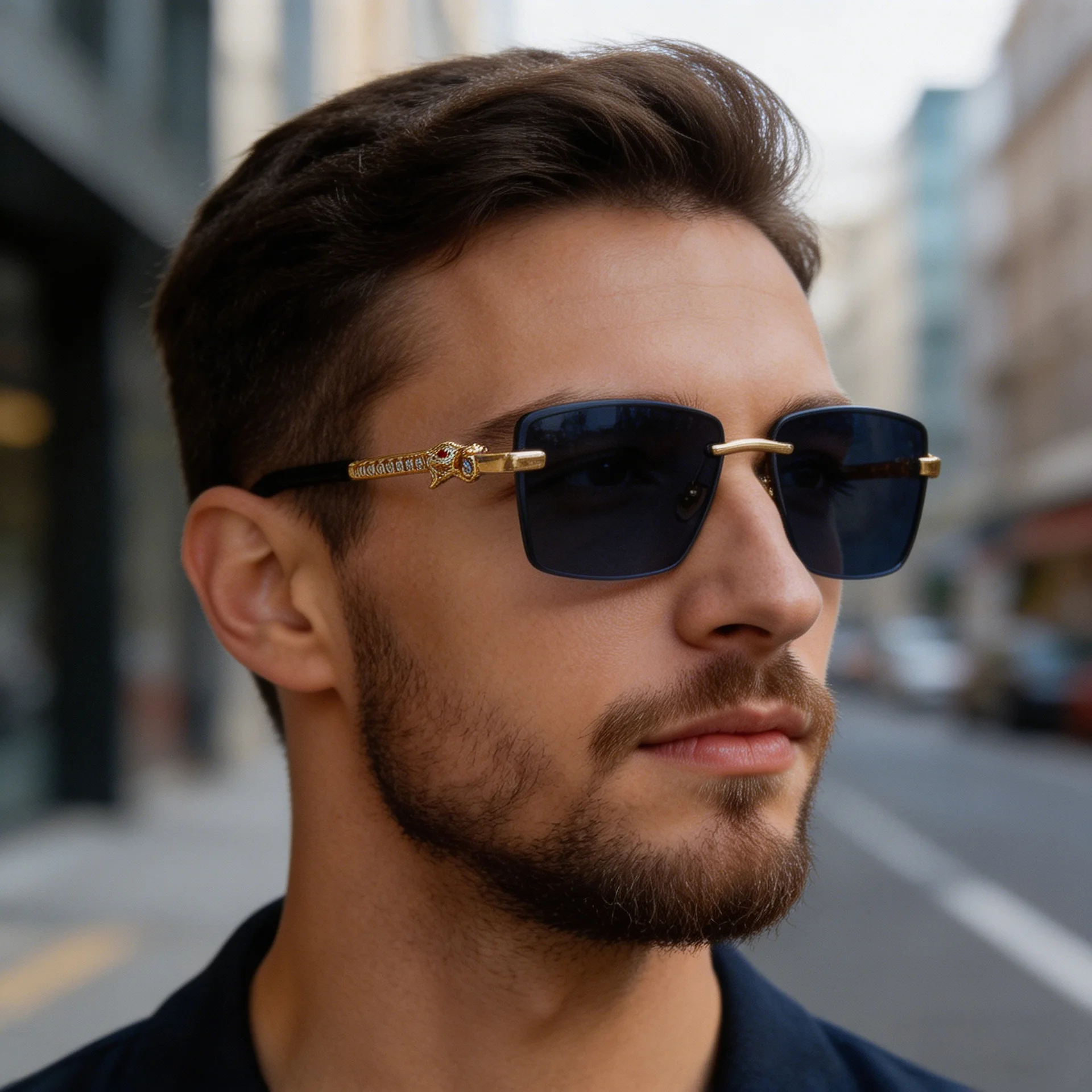 

2026 New Style Frameless Sunglasses for Men and Women Stylish Diamond-Studded Sunglasses