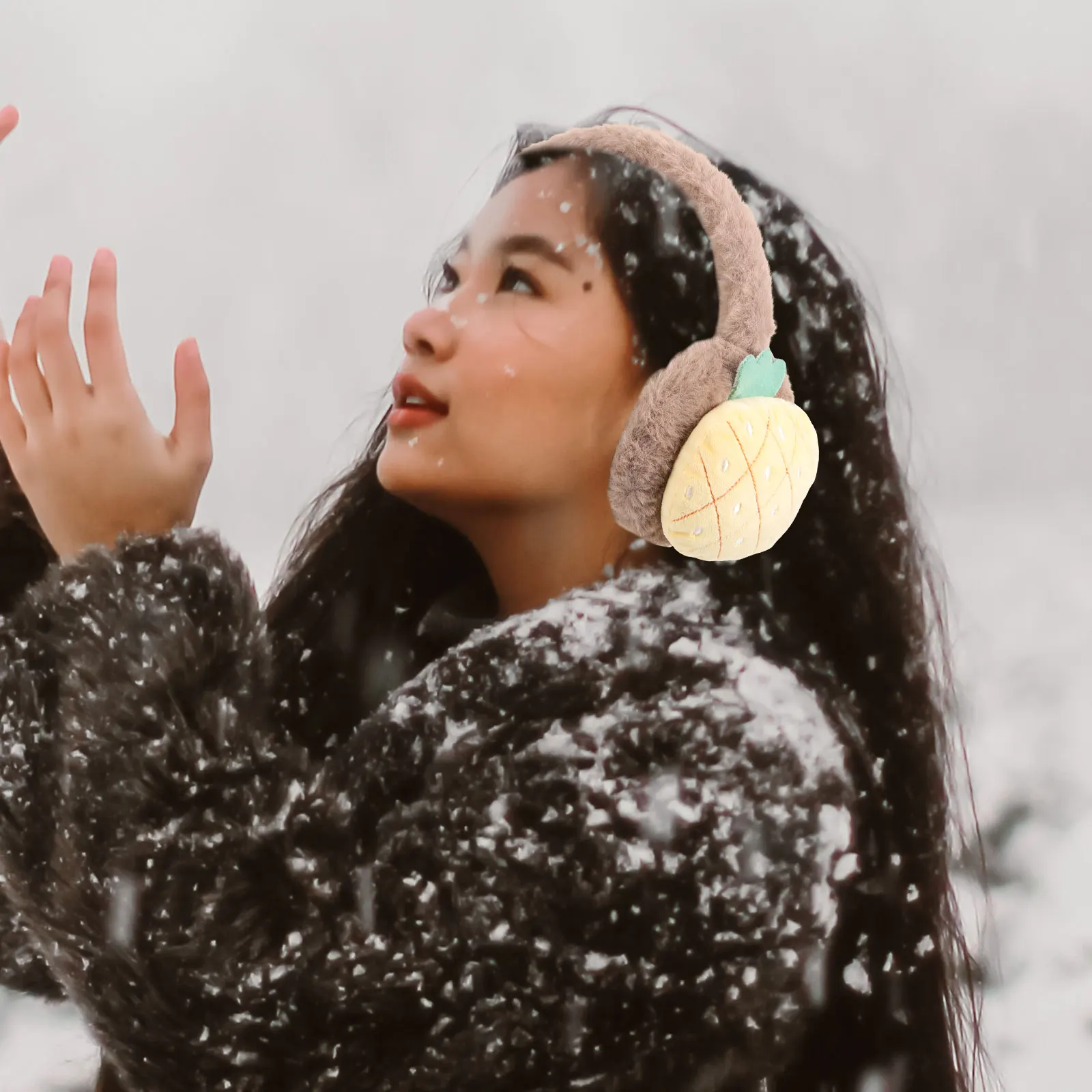 

Warm Earmuffs Cute Women Covering Headband Sports Winter Foldable Ear Muffs Lightweight Cartoon Strawberry Outdoor