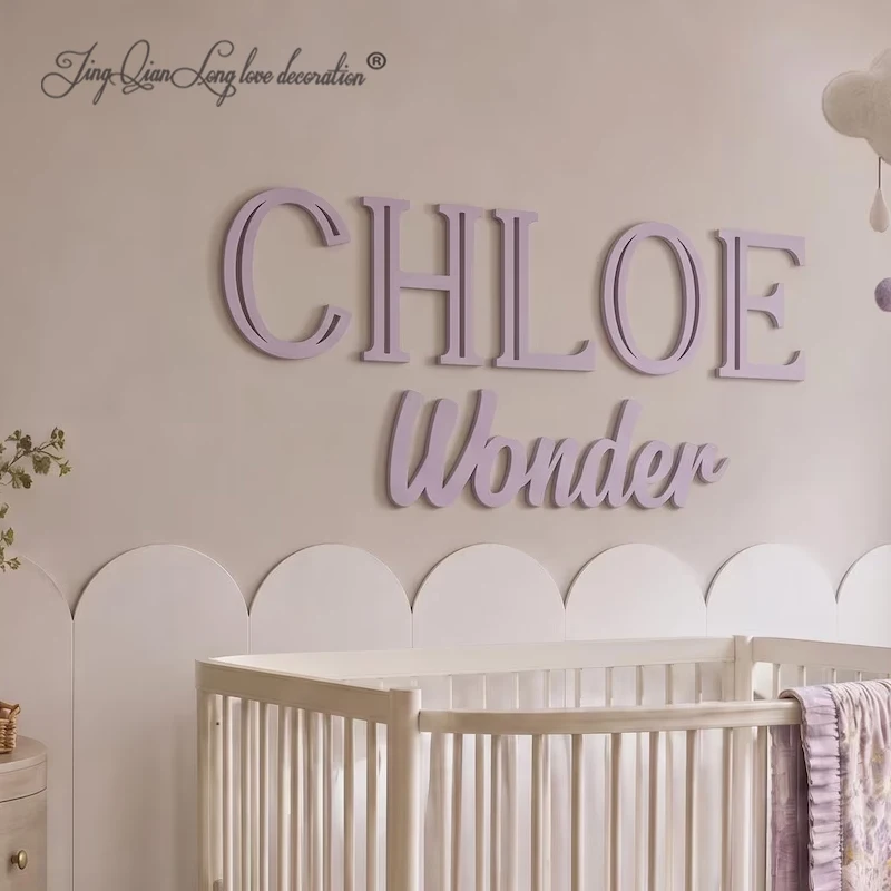 Personalized Wooden Baby Name Sign, Custom Nursery Wall Decor Above Crib