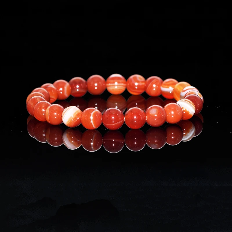 Браслет с бусинами яшмы из натурального красного агата в полоску для мужчин и женщин