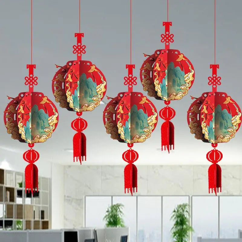 

3D New Year Lantern Decorative Ornaments Small Hanging Pieces Festival Decoration op Baund Wall Chinese New Year Ornam...