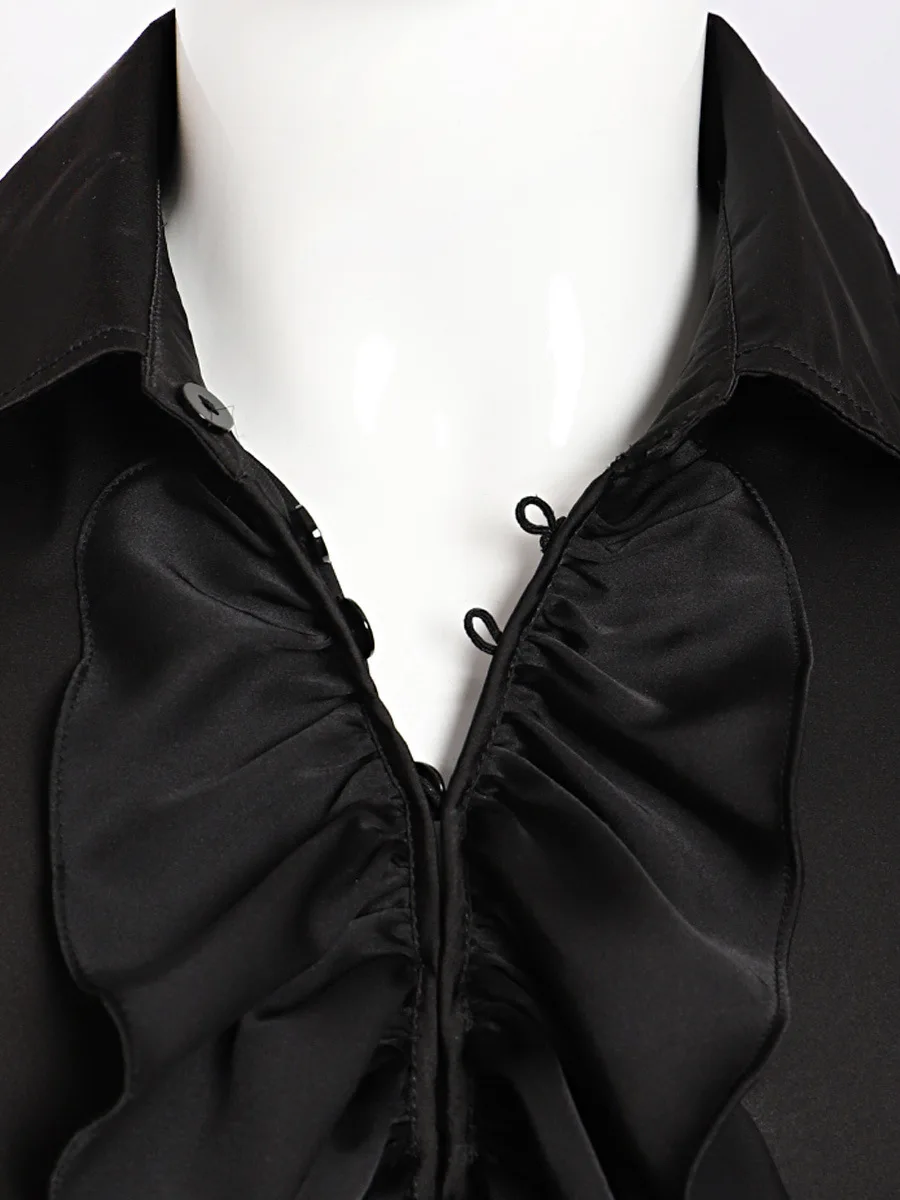 Medieval Gothic Shirts Men Renaissance Ruffle Neckline Vintage Shirts Stage Prom Cosplay Party Prince Knight Costume Male Hombre