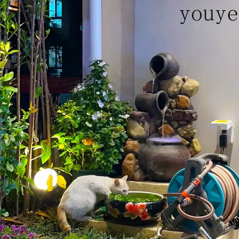 zxcv Pottery pot flowing water landscape landscaping retro idyllic courtyard balcony ornament circulating water floor fountain