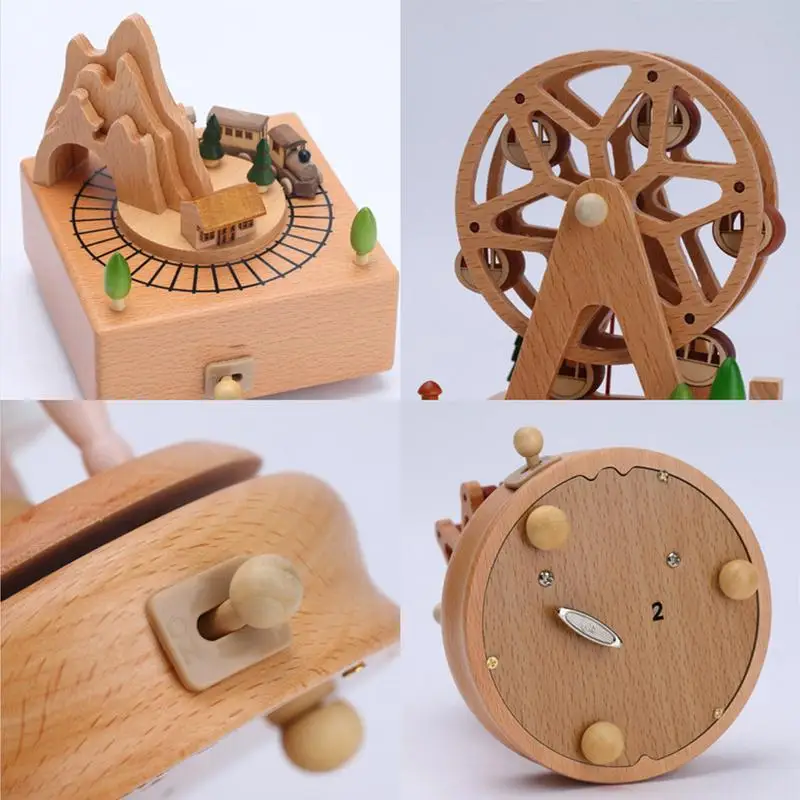 Elegante Houten Muziekdoos Kasteel Carrousel Muzikale Doos Verjaardag Kerstcadeau Voor Vriendin Vriendje Muziek Geluidsdoos Cadeau