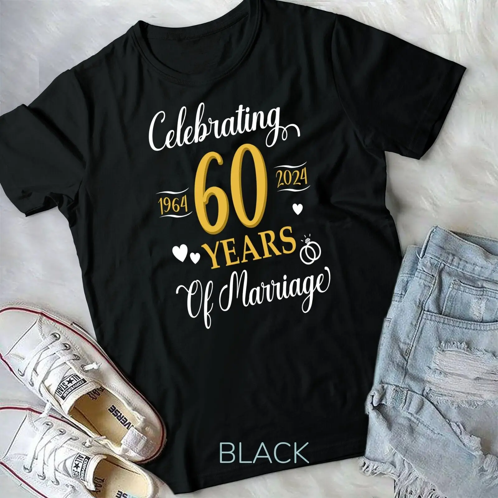 Celebrating 60 Years Of Marriage 1964 Anniversary Wedding Unisex T-shirt