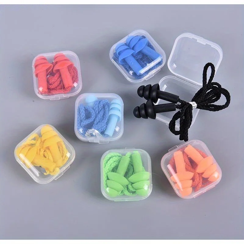 2pcs Soft Anti-Noise Ear Plug Waterproof Swimming Silicone Swim Earplugs For Adult Children Swimmers Diving With Rope Wholesale