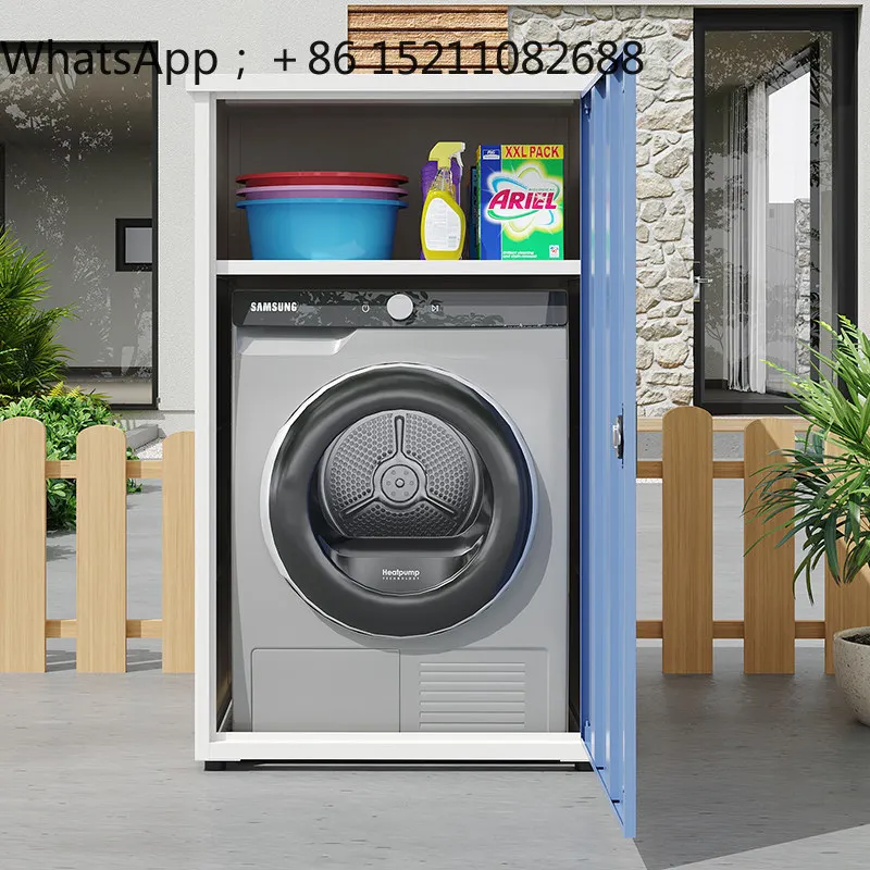 LLY Balcony Storage Storage Cabinet Patio Sunscreen Waterproof Shelf Patio Drum Washing Machine Protection Cabinet