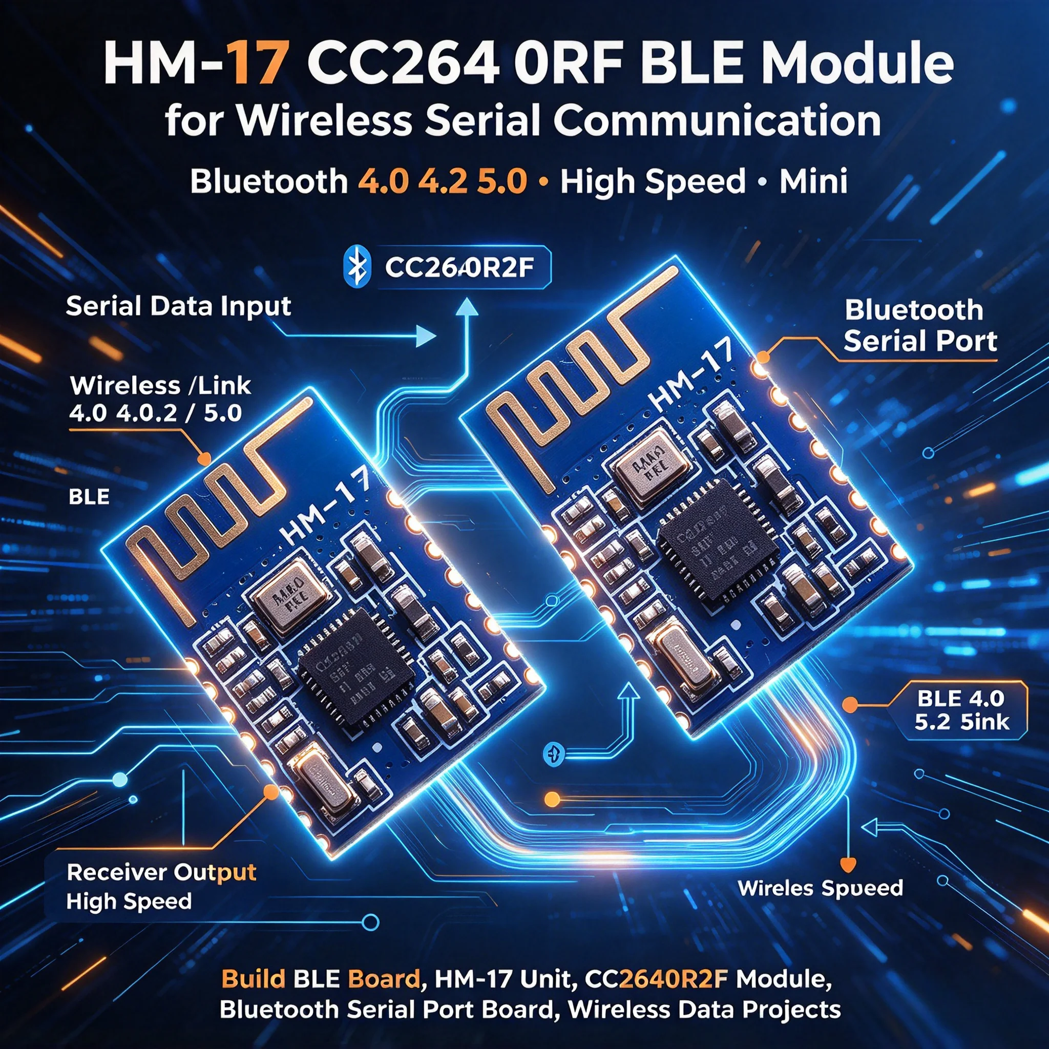 20Pcs HM-17 CC2640R2F Wireless Bluetooth Serial Port Module BLE 4.0 4.2 5.0 CC2640 High Speed Mini