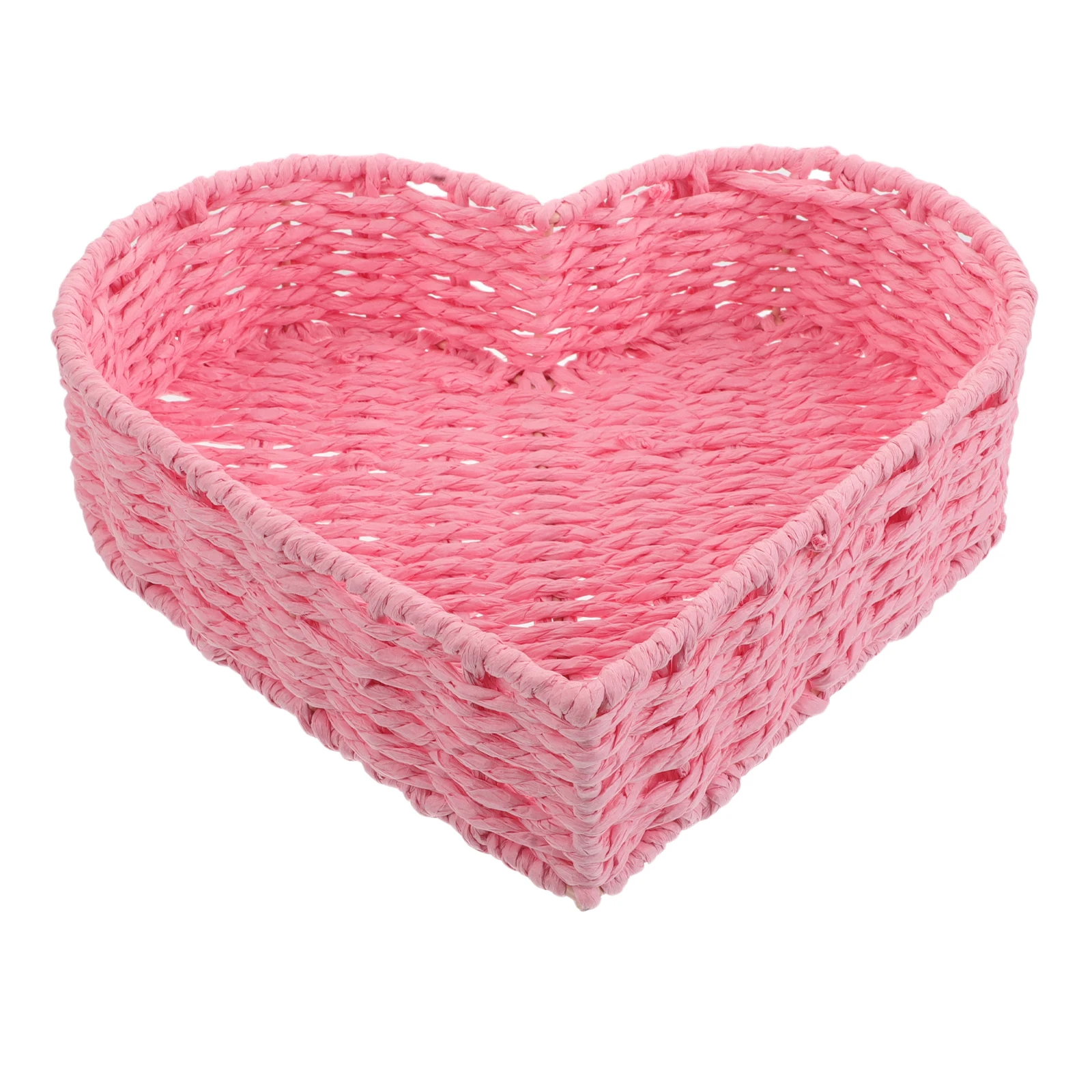 

Woven Storage Basket Paper Rope Heart Shaped Fruit Tray Kitchen Dining Room Decor Bread Vegetable Organizer Rattan Snack