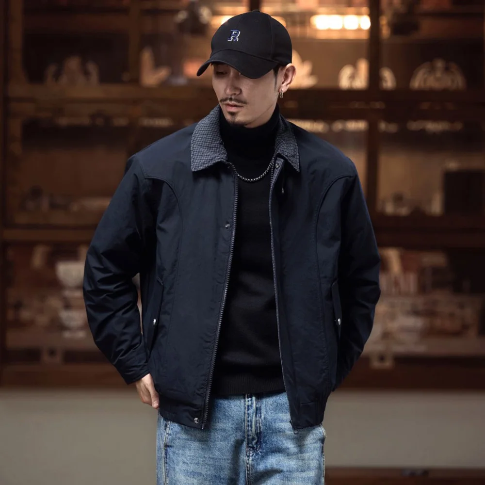 

Men Winter Quilted Streetwear Vintage Loose Causal Warm Cotton Padded Cargo Parkas Bomber Jacket Thicken Coat Cityboy Outerwear