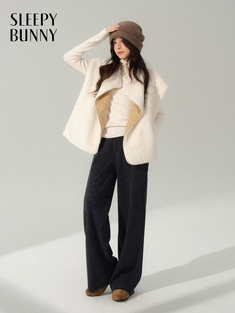 

Cozy Wool-Like Fleece Vest for Women Lady Warm Loose Stand Collar Sleeveless Jacket Casual Spring Layered Outerwear Style Outfit