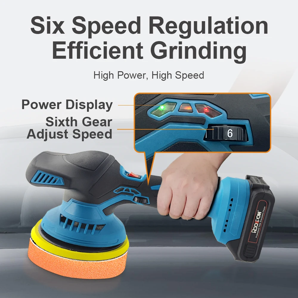 

6 Gear Cordless 21V Car Polisher Electric Polisher Automobile Car Polishing Sealing Glaze Machine Rotary Tool for 18-21V Battery