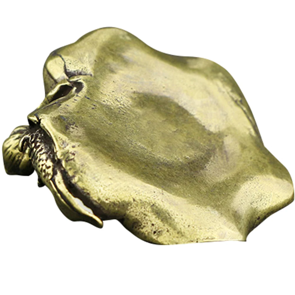 

Brass Paperweight Desk Ornament Craft Home Decoration Small Statue Pen Holder Lotus Leaf Fish Design Tabletop Sculpture