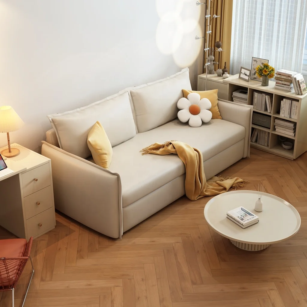 Soft Velvet Sleeper Single Sofa Bed with Storage Fold Sofa Cum Bed with Low Price Modern Convertible Folding Sofa Bed Furniture