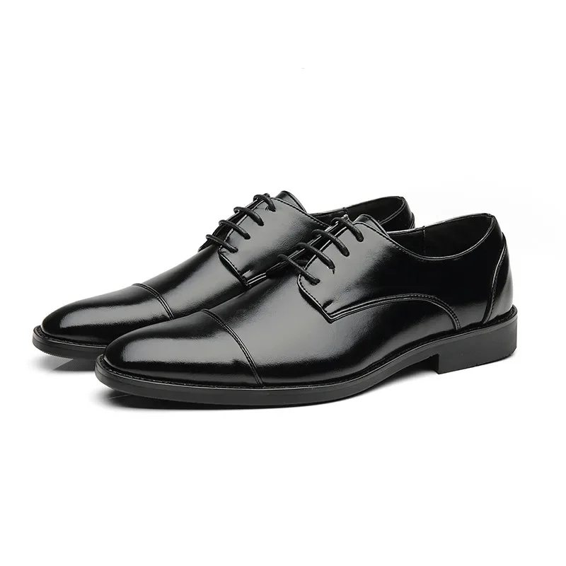 Zapatos formales de cuero genuino para hombre, calzado elegante de oficina, color marrón, clásico, Oxford