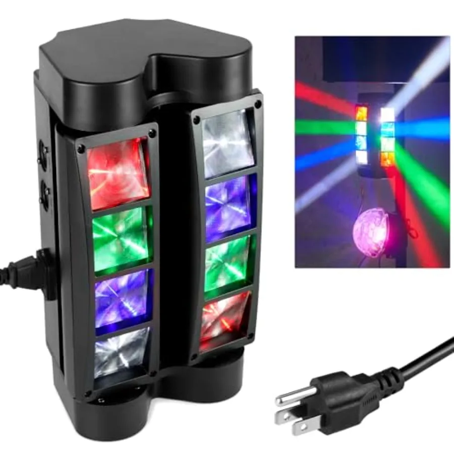 Moving Head DJ Lights 8 x 3W RGBW Beam Stage Light 540 Degree XY Axis with 4 Lighting Modes Sound Activated DMX512 for Disco Ka