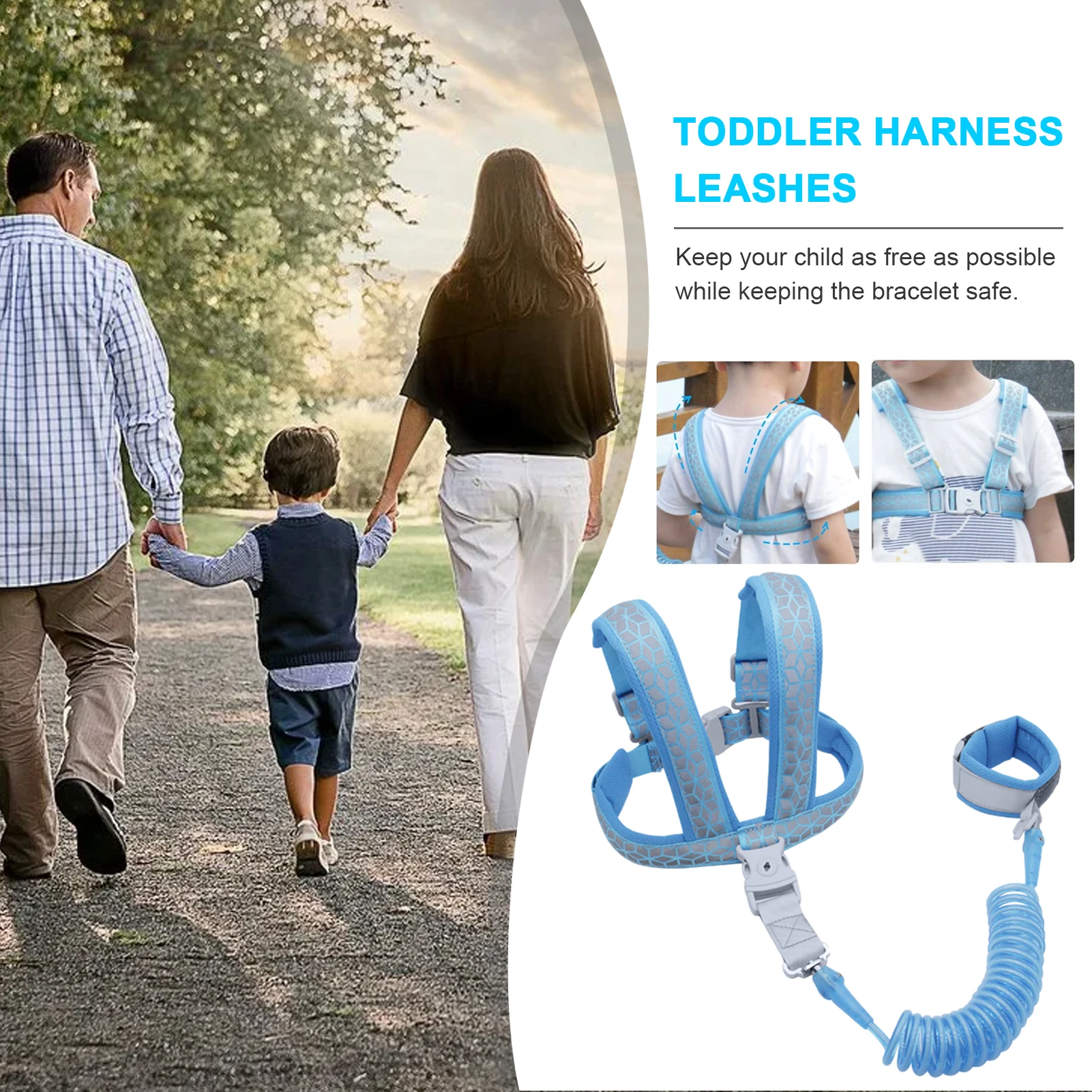 Toddler Leash Safety Harness Dual-Use Outdoor Walking Hand Belt Anti-lost Wristband Kids Safety Learning Walk Accessories