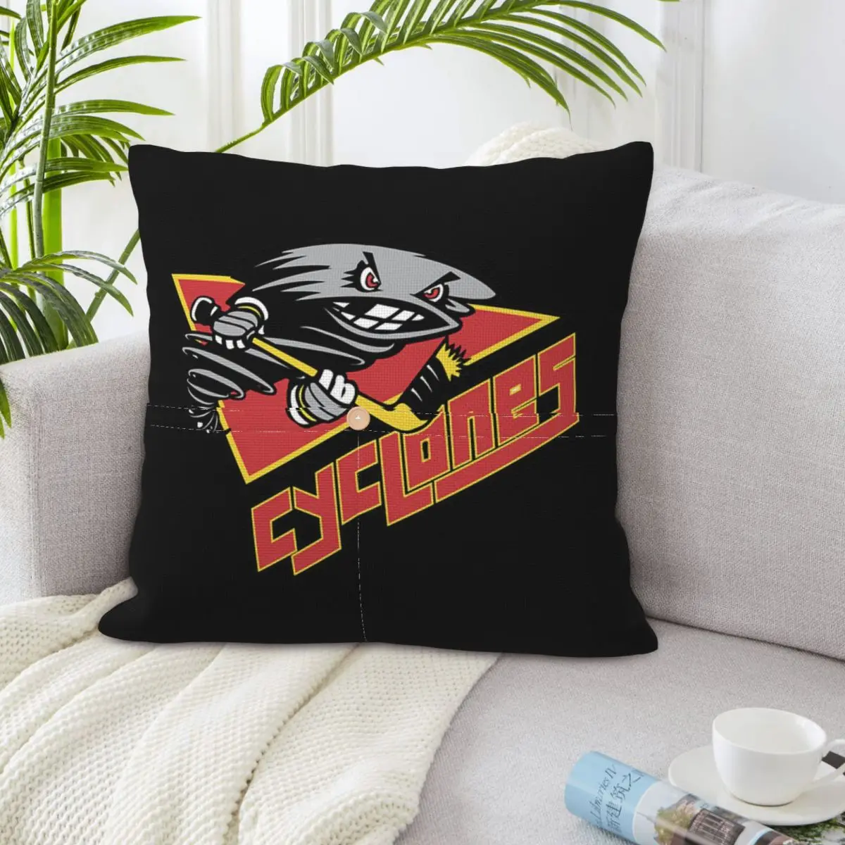 Defunct Hockey Team Cincinnati Cyclones Vintage Retro Cushion Cover Polyester Decor Bedroom Home Comfort Throw Pillow