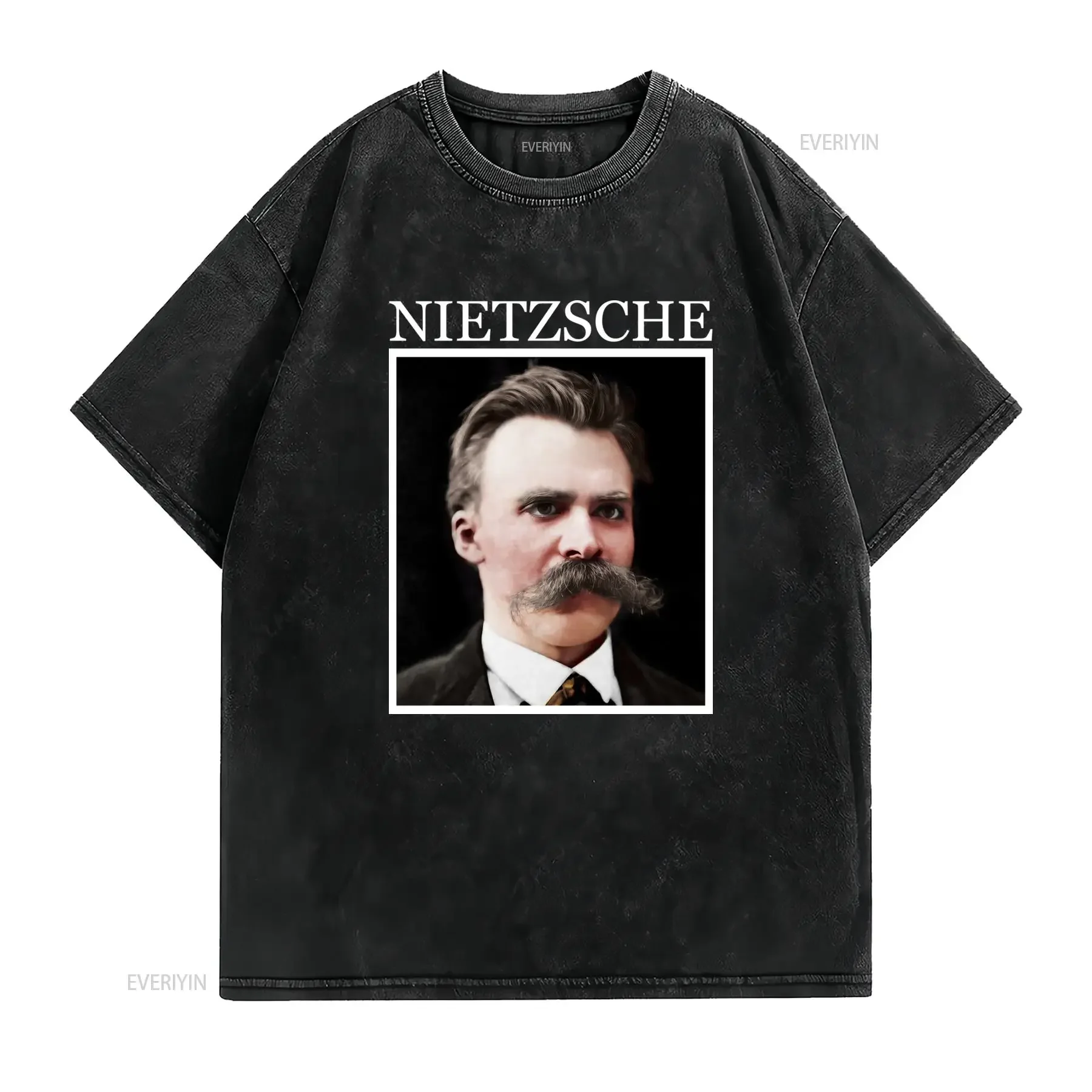 Camiseta de Friedrich Nietzsche Filosofía S Retro Filósofo Amor Fati Existencialismo Graduado vintage Washed Casual fashion