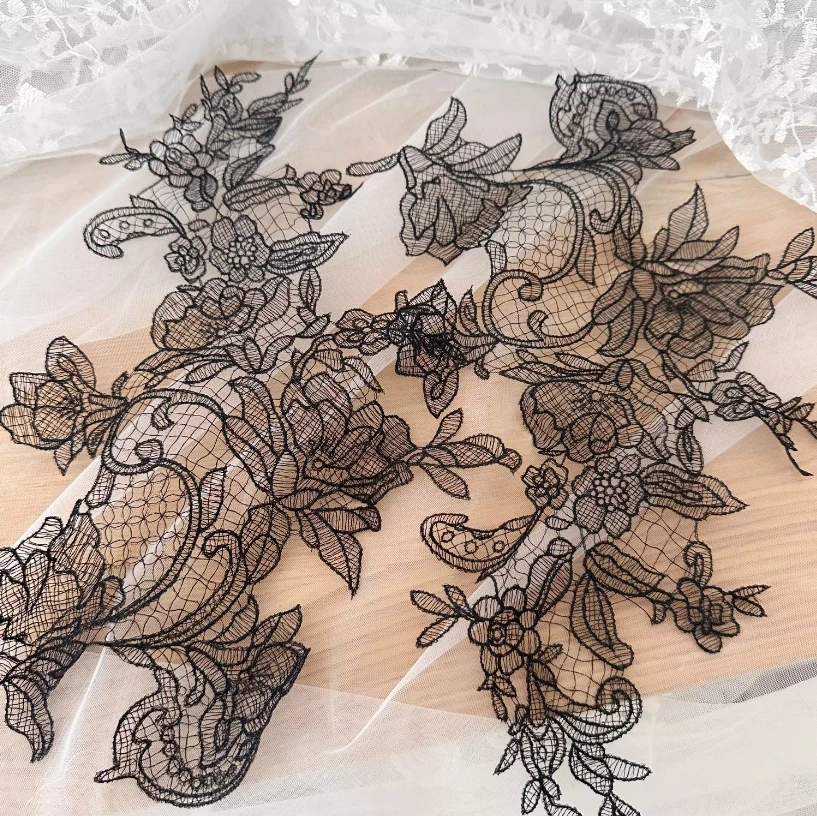 10 SZT./5 Par Białe Kwiatki z Żyłki Rybiej, Kwiaty do Dekoracji Lustrów, Naszywki, Materiały do Rękodzieła DIY, Akcesoria do Ozdób Ślubnych RS24003