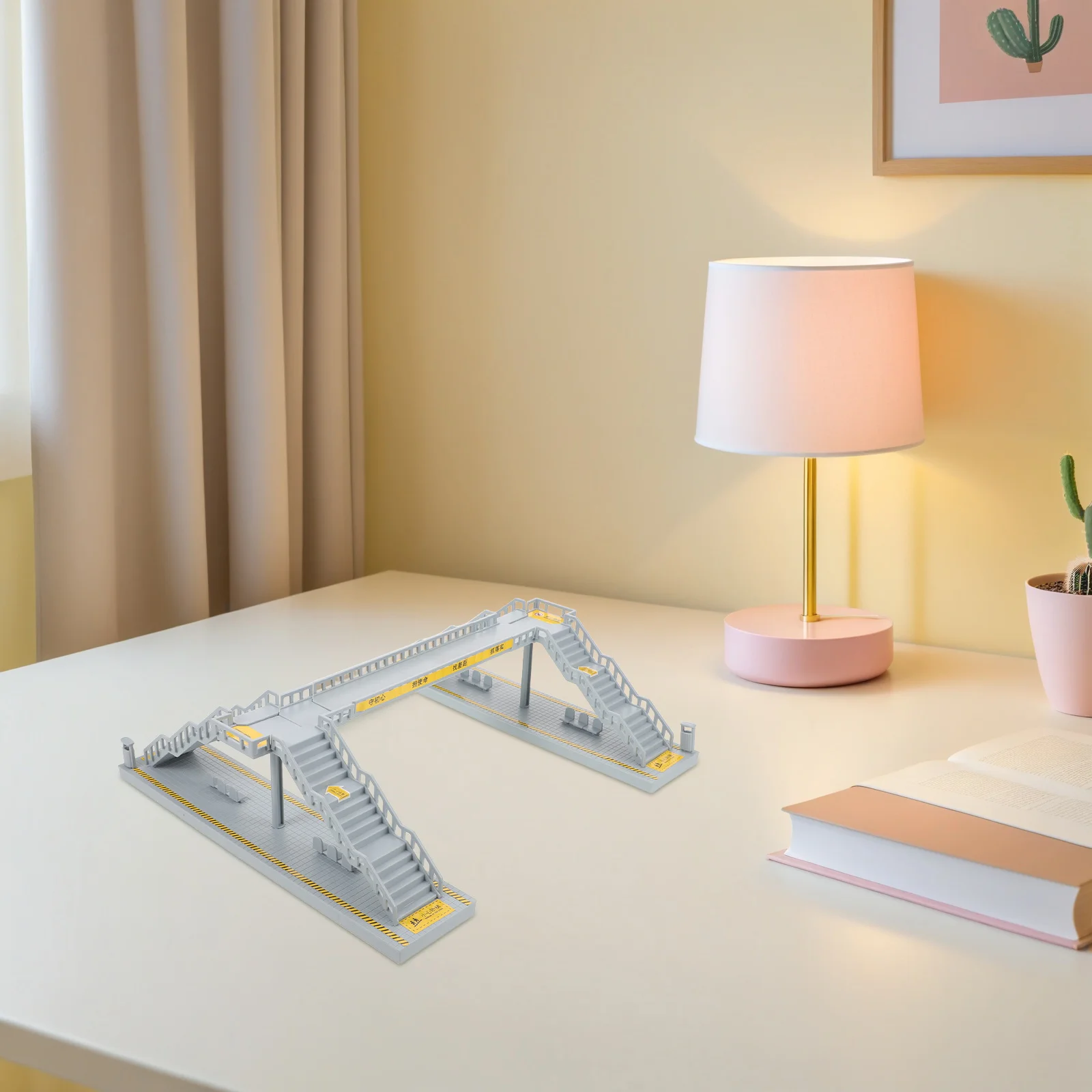 Auto montar plástico pedestre passarela cidade tráfego areia mesa kit layout ferroviário em miniatura passarela aérea ornamento