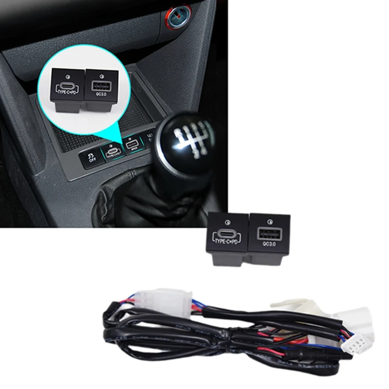 Car QC3.0+PD Fast Charger Socket 12V/24V USB Charging Outlet Power Adapter For VW Scirocco 2009-2016