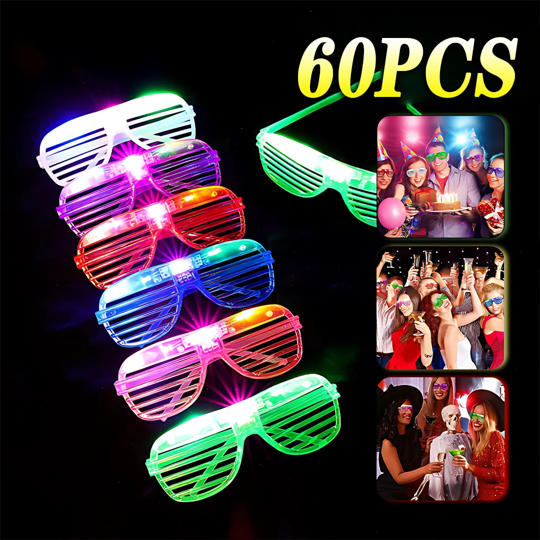 Glow in the Dark LED Eyeglasses 6 Neon Colors Blinds Lampshade Glasses Christmas Mardi Gras Birthday Neon Mardi Gras Party Glass