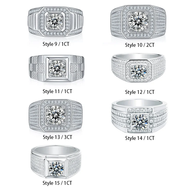 ICEBLING الفاخرة مثلج خارج الماس الرجال مويسانيتي خاتم 925 فضة 1-3 قيراط VVS خاتم غرامة مجوهرات مع شهادة GRA