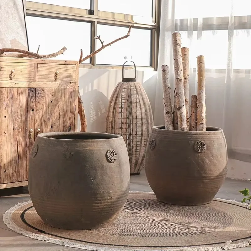 

Custom New Arrival Big Plant Pot Indoor Outdoor Decor Planter Vintage Garden Fiberglass Large Flower Pots Planters