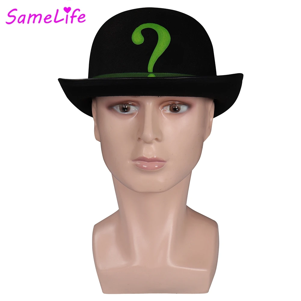Wholesale Movie Super Villain Riddler Hat Cosplay Costume Accessories Cap With Printed Halloween Men Fancy Dress Up Party Gifts view 2
