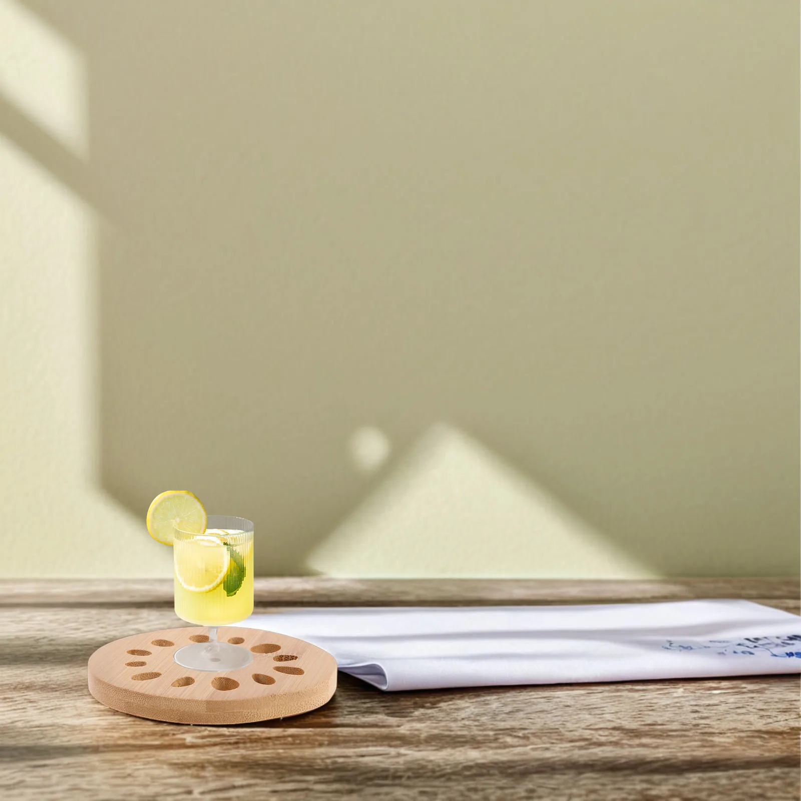 

Lotus Root Coaster Bamboo Holder Cup Coasters for Table Good Looking Slats Cushion Mat Beige