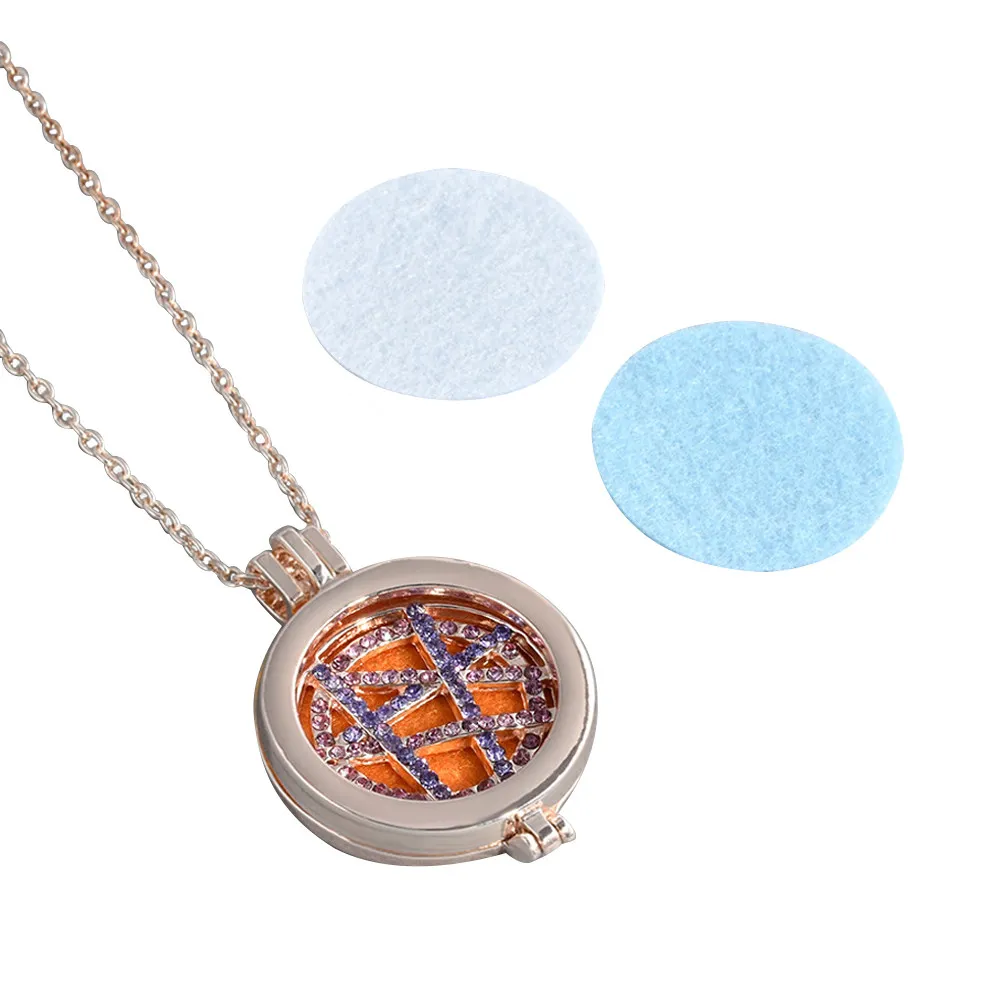 Aromatherapy Pendant Essential Oil Diffuser Necklace with 3 Refill Pads High Grade Stainless Steel Scented Jewelry for Daily