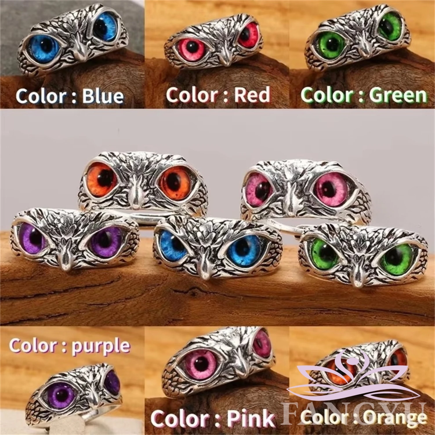 Fancy Vintage Owl Carved Tibet Silver Ring Rare Animals Youth Gothic Adjustable Fashion for Men&Women Jewelry Accessories Gift