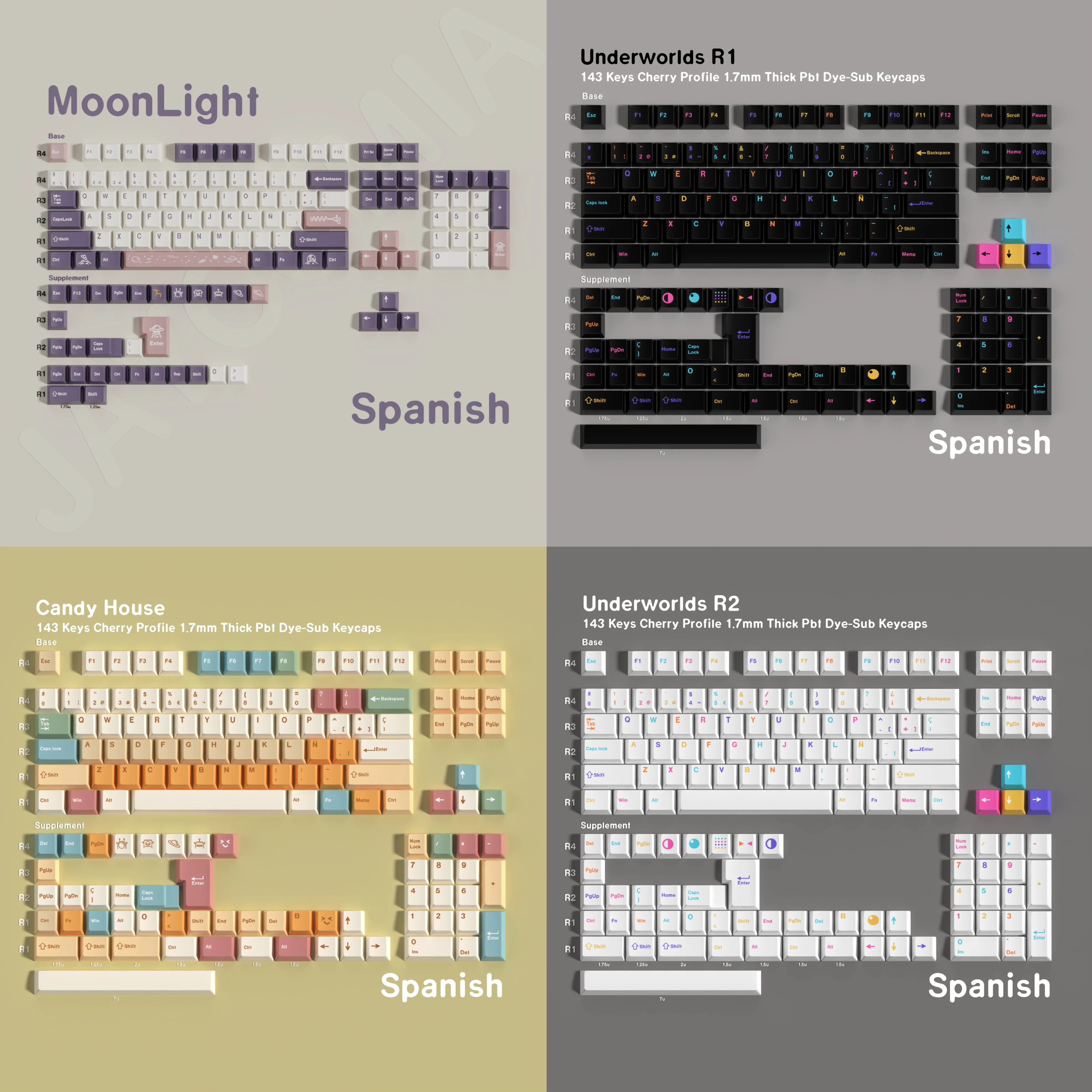 Spanish Cherry Keycaps Dye Sub Candy House 143 Keys Big Set Key Caps For Mechanical Keyboard Purple ISO ANSI Aula S70 Pro