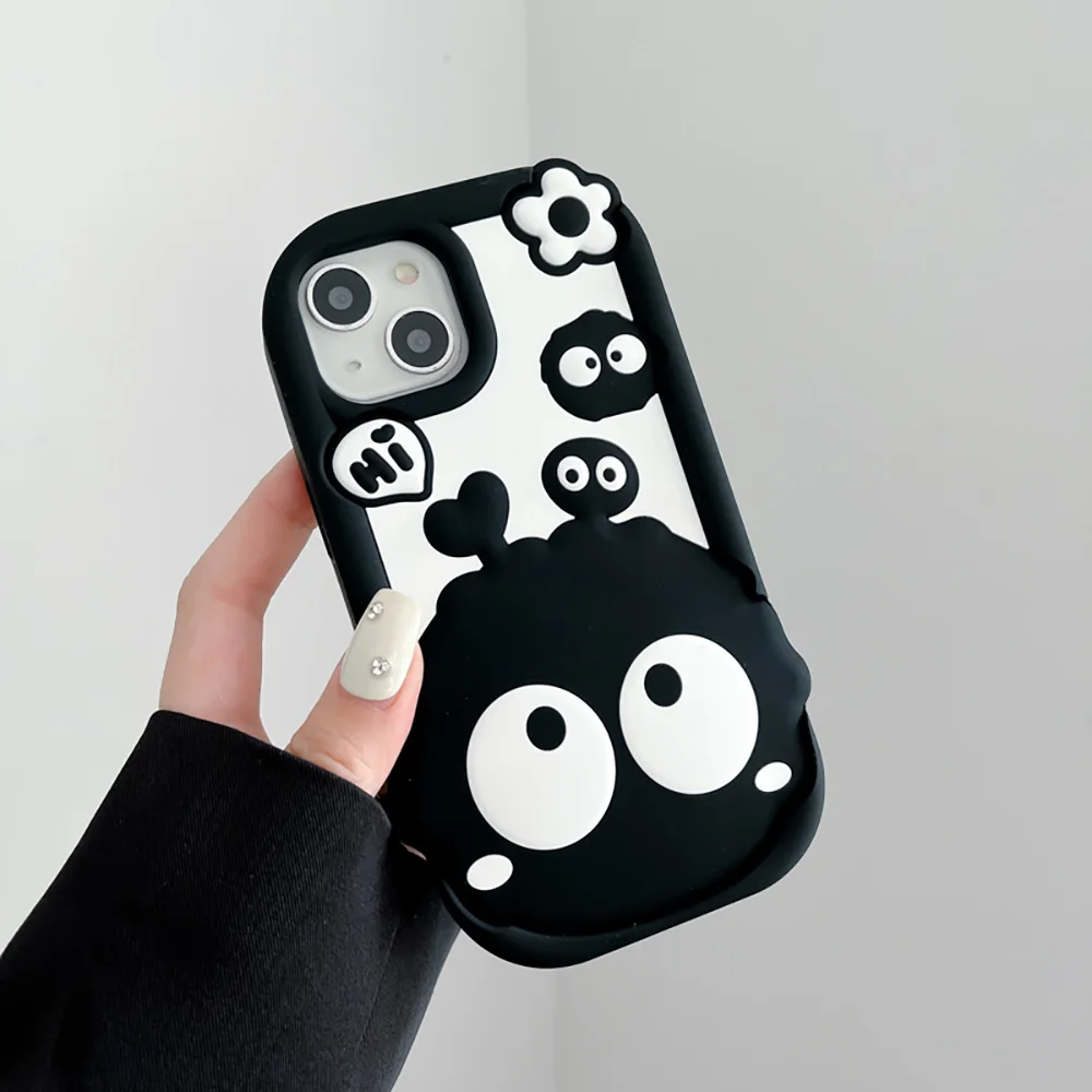 Für iPhone 11 12 13 14 15 16 Pro Max Cartoon Kohle Kugelkopf Hülle Weiche Silikonhülle – Detail 2