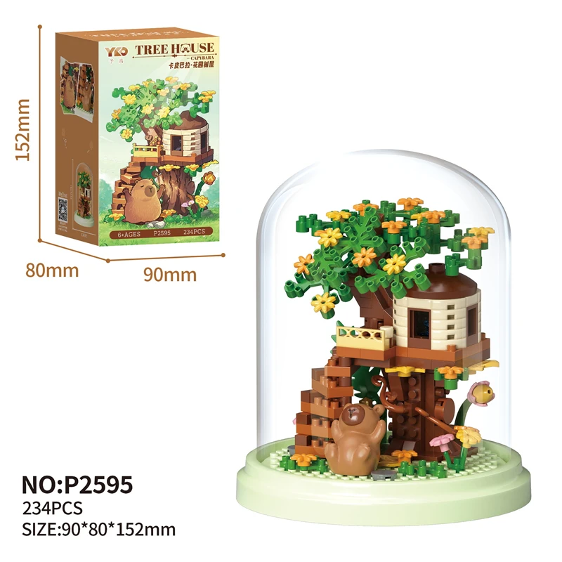 Spaß Capybara Garten Puzzle Montage Bausteine Simulation Sonnenblume Rose Lilie Unsterbliche Blume Ornament Bausteine – Detail 7