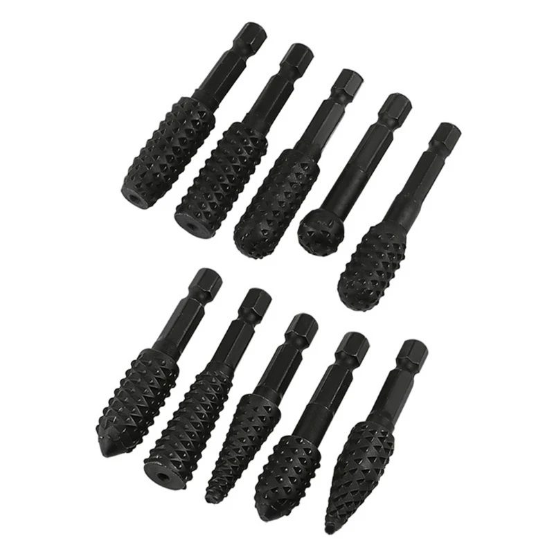 10Pcs Hexagonal Woodworking Files Set For Carving Sanding And Shaping N84C