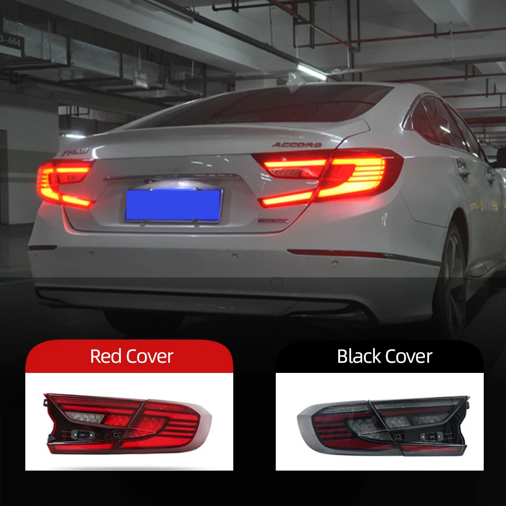 1 Pair For Honda Accord 2018 2019 2020 2021 Tail Light Rear Fog Lamp + Brake Light + Reverse Light + Dynamic Signal taillight