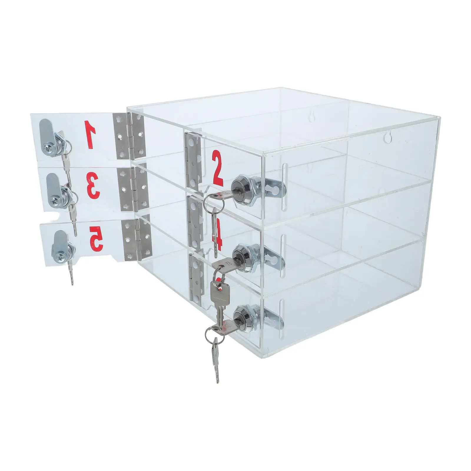 6-Compartment Clear Acrylic Cell Phone Locker Box Lockable Desktop Storage Cabinet Numbered Design for Office Classroom School