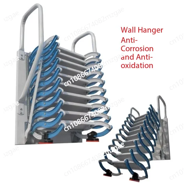 Household carbon steel outdoor wall mounted telescopic ladder, indoor space saving attic telescopic ladder