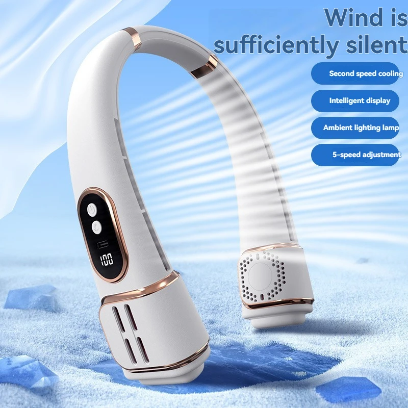 Ventilateur de cou suspendu, turbine paresseuse sans lame, portable, refroidissement à trois points, chargement USB, refroidissement, sac de glace, petit ventilateur
