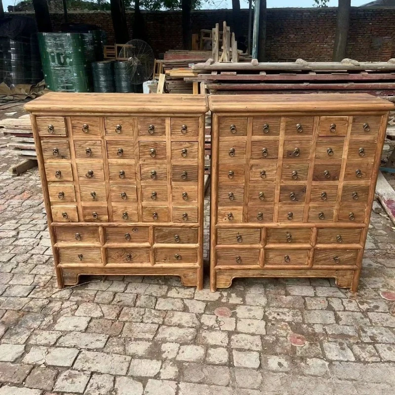 

Old Elm Traditional Chinese Medicine Cabinet Classical Chinese Medicinal Materials Display Cabinet Door Panel Solid Wood Cabinet