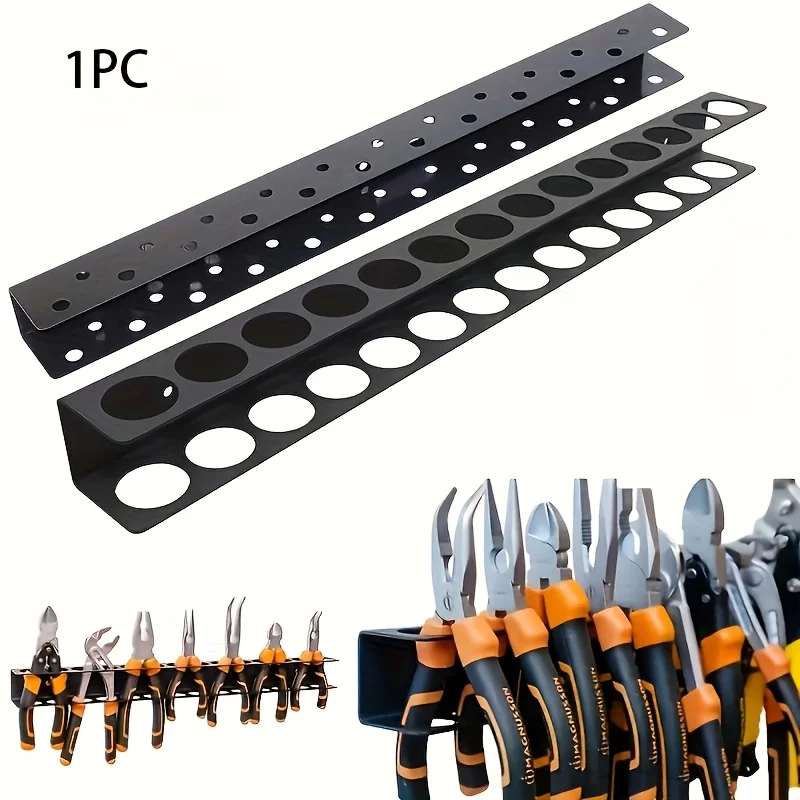 1pc Heavy-Duty Metal Tool Rack Space-Saving Screwdrivers ,Pliers Storage,Car Cleaning Brush Holder,Wall-Mounted Floating Shelves