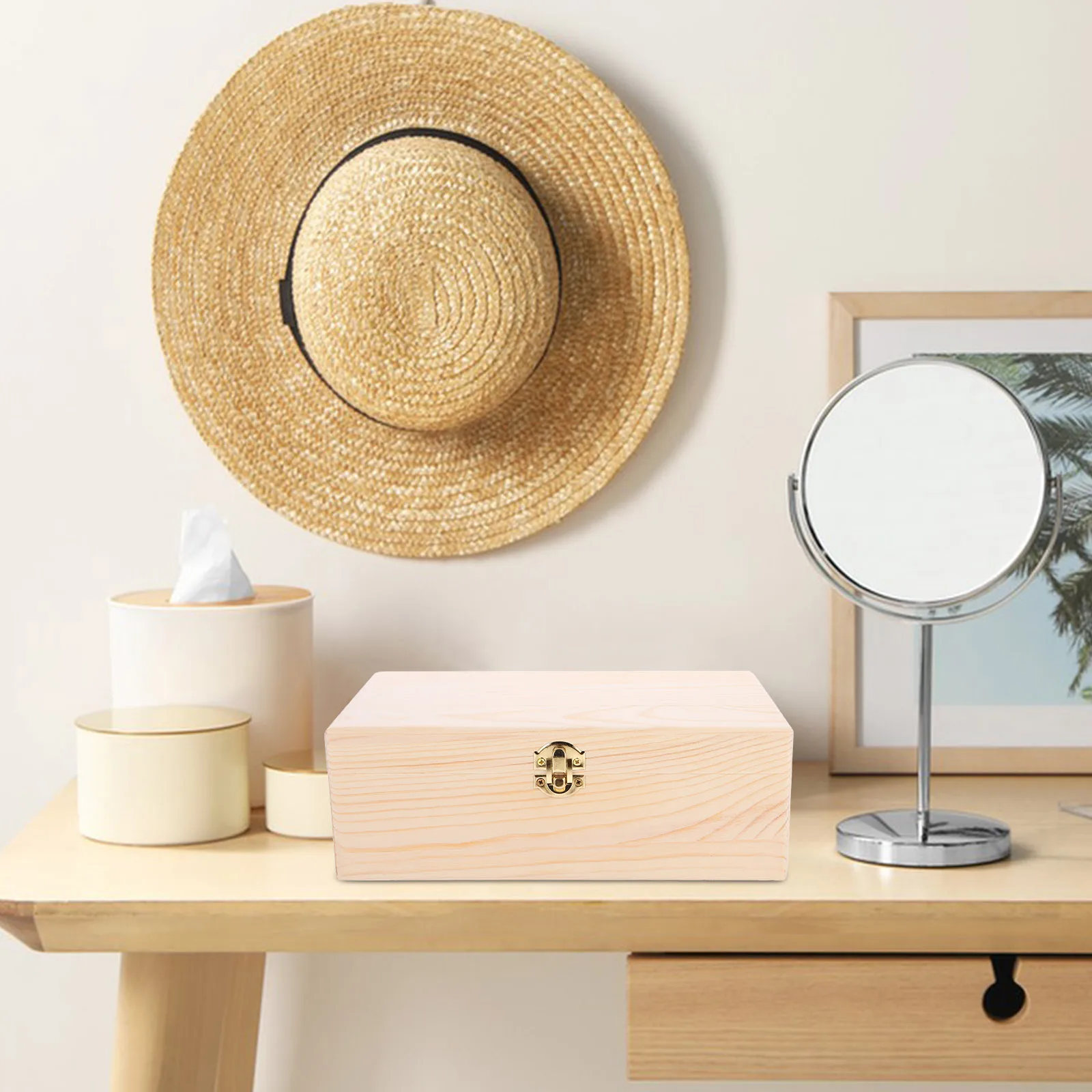 

Wooden Storage With Lid Jewelry Organizer Case Watches Glasses Crafts Keepsakes Small Wooden Box Bedroom Dresser Trinket Storage