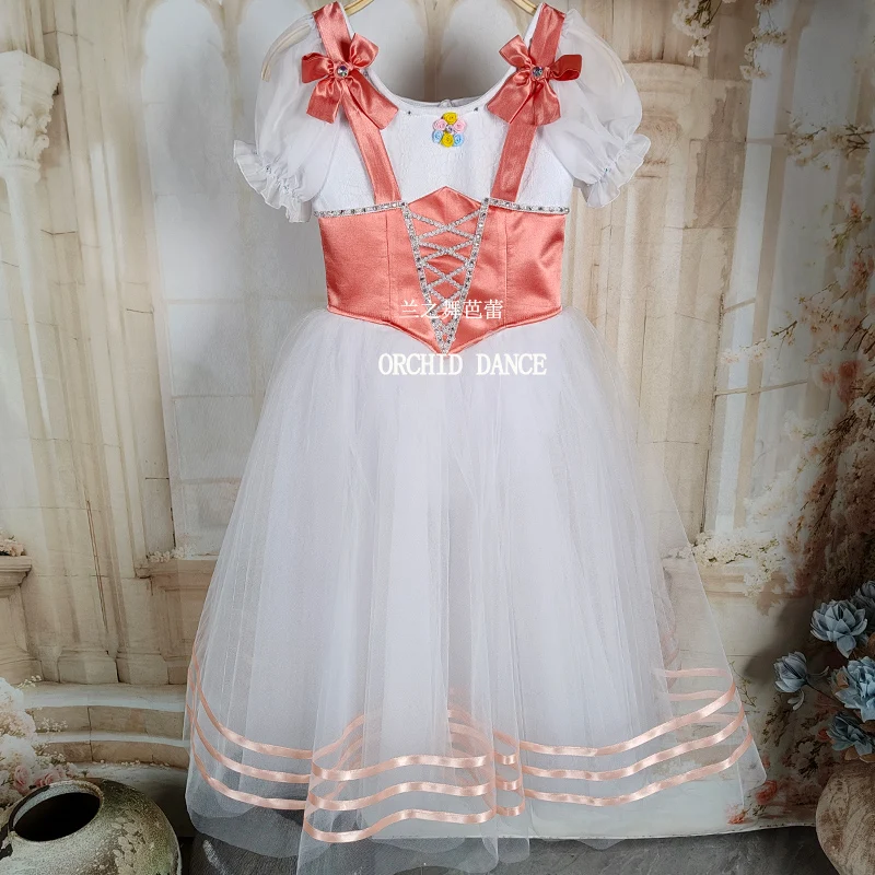 BT2507021 جودة عالية حجم مخصص للأطفال الفتيات الباليه الرقص أداء ارتداء Gilsay فستان توتو رومانسي طويل أحمر