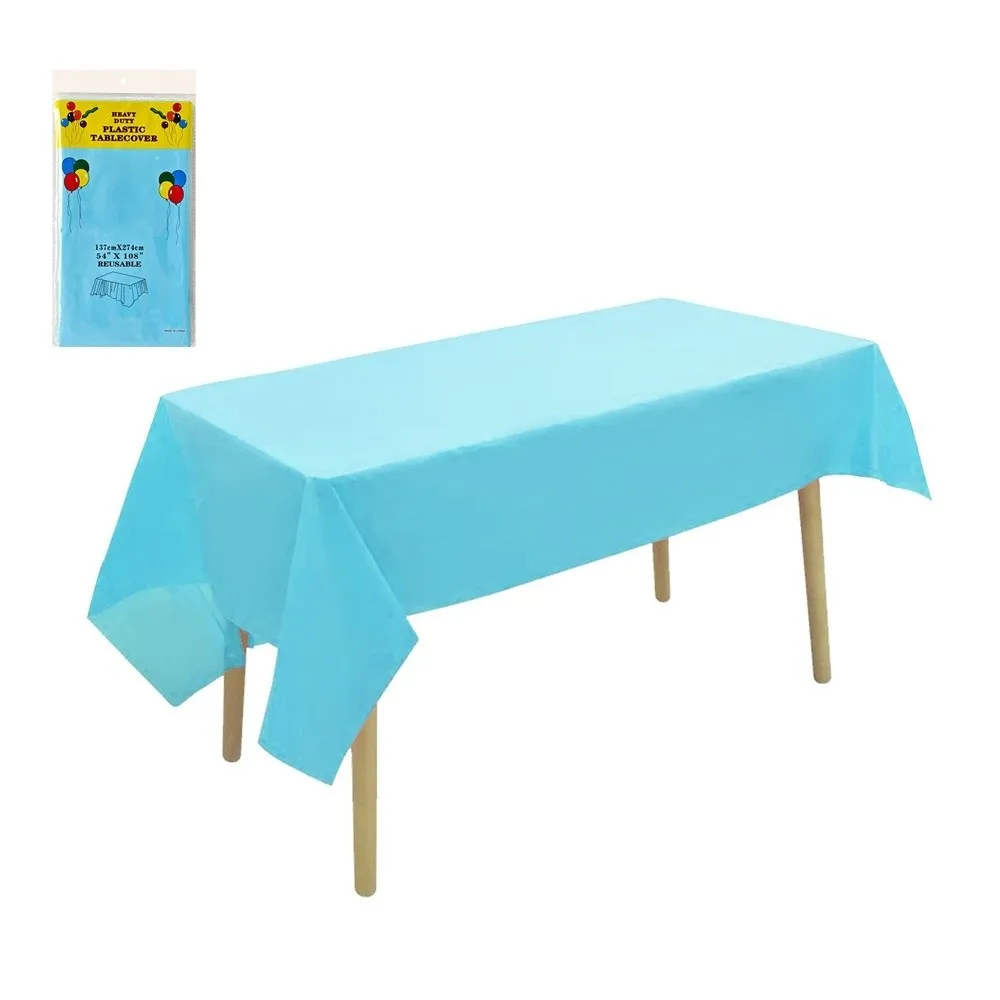 Nouvelle nappe jetable rectangulaire 54x108 pouces, imperméable, résistante à l'huile, en plastique, pour tables à manger
